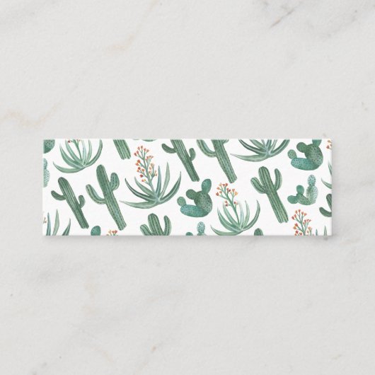 Cactus & Succulents Chic Waterverf Patroon Mini Visitekaartje (Voorkant)