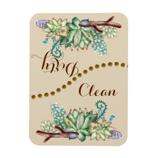 Cactus Succulents Clean Flip Dishwaser Magnet Magneet (Verticaal)