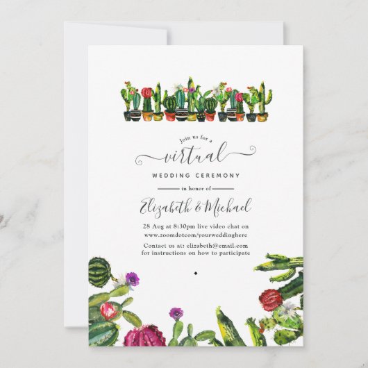 Cactus Succulents Fiesta Online Virtual Wedding Kaart (Voorkant)