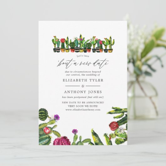 Cactus Succulents Fiesta Wedding Update Kaart (Staand voorkant)