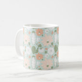 Cactus Succulents Fun Peach Mint Floral Koffiemok (Voorkant links)