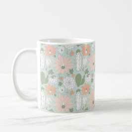 Cactus Succulents Fun Peach Mint Floral Koffiemok