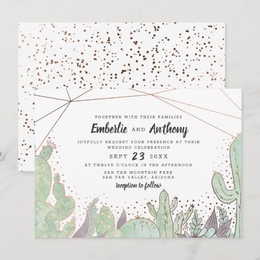 Cactus & Succulents Geometric Terrarium Wedding Kaart (Voorkant / Achterkant)