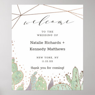 Cactus & Succulents Geometric Wedding Welcome Sign Poster