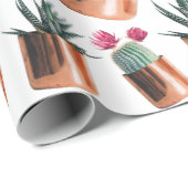 Cactus & Succulents in Roos Gold Pots Cadeaupapier (Rol Hoek)