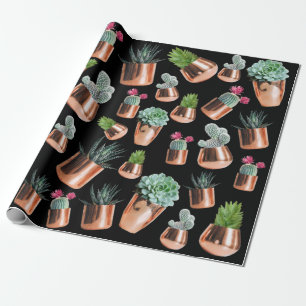 Cactus & Succulents in Roos Gold Pots Cadeaupapier
