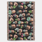 Cactus & Succulents in Roos Gold Pots Deken (Voorkant Verticaal)