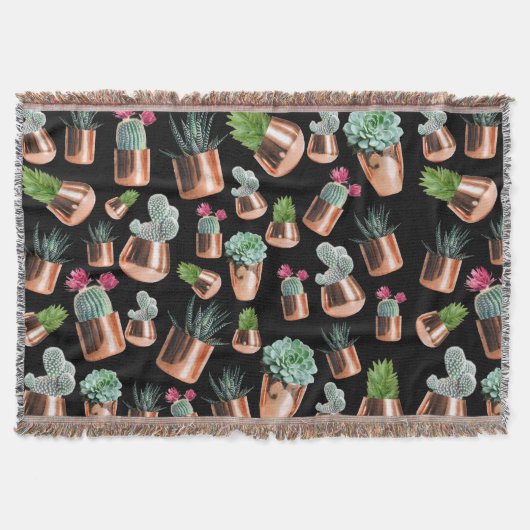Cactus & Succulents in Roos Gold Pots Deken (Voorkant)