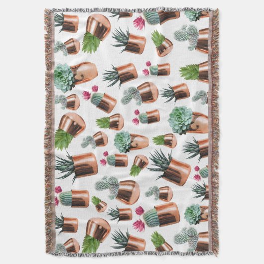 Cactus & Succulents in Roos Gold Pots Deken (Voorkant Verticaal)