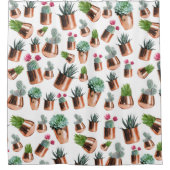 Cactus & Succulents in Roos Gold Pots Douchegordijn (Voorkant)