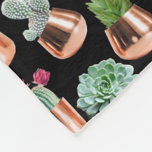 Cactus & Succulents in Roos Gold Pots Fleece Deken (Hoek)