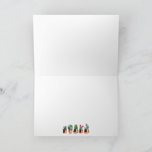 Cactus & Succulents in Roos Gold Pots Kaart (Binnen)
