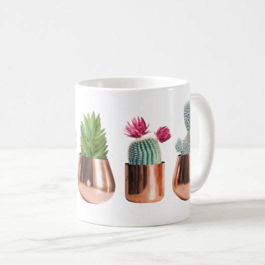 Cactus & Succulents in Roos Gold Pots Koffiemok (Voorkant rechts)