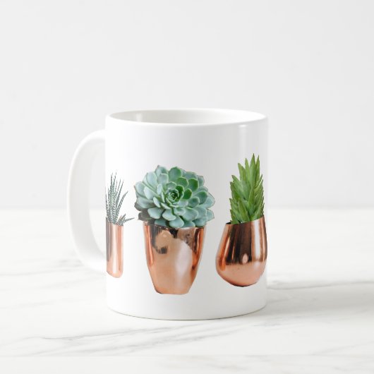 Cactus & Succulents in Roos Gold Pots Koffiemok (Voorkant links)