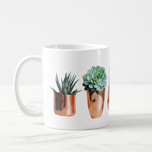 Cactus & Succulents in Roos Gold Pots Koffiemok (Links)