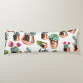 Cactus & Succulents in Roos Gold Pots Lichaamskussen (Achterkant)