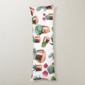 Cactus & Succulents in Roos Gold Pots Lichaamskussen (Achterkant (Verticaal))