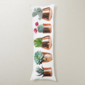 Cactus & Succulents in Roos Gold Pots Lichaamskussen (Voorkant Verticaal)