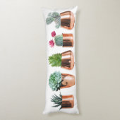 Cactus & Succulents in Roos Gold Pots Lichaamskussen (Achterkant (Verticaal))