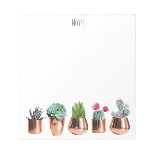 Cactus & Succulents in Roos Gold Pots Notitieblok (Voorkant)