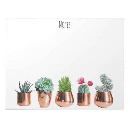 Cactus & Succulents in Roos Gold Pots Notitieblok (Voorkant)