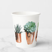 Cactus & Succulents in Roos Gold Pots Papieren Bekers (Voorkant)