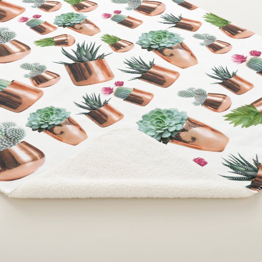 Cactus & Succulents in Roos Gold Pots Sherpa Deken (3/4)