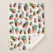 Cactus & Succulents in Roos Gold Pots Sherpa Deken (Voorkant)