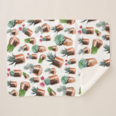 Cactus & Succulents in Roos Gold Pots Sherpa Deken (Voorkant (horizontaal))