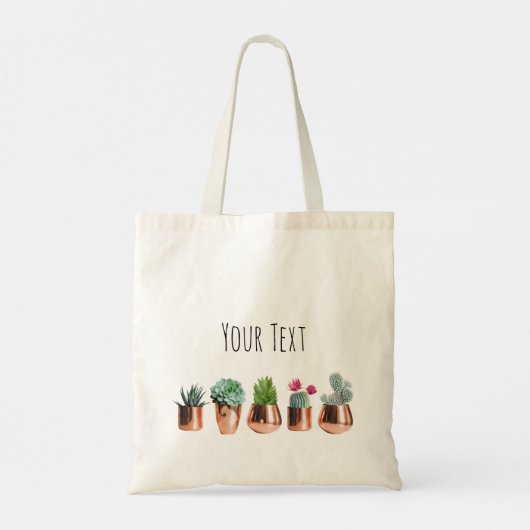 Cactus & Succulents in Roos Gold Pots Tote Bag (Achterkant)