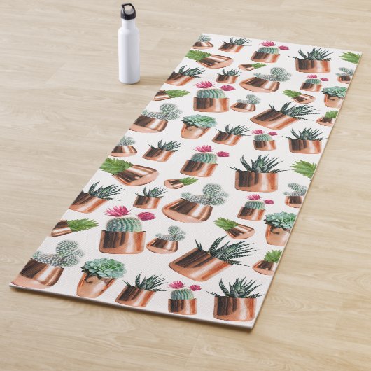 Cactus & Succulents in Roos Gold Pots Yogamat (In situ)