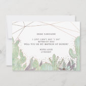 Cactus & Succulents Matron of Honor proposal Kaart (Achterkant)