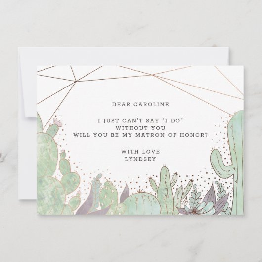 Cactus & Succulents Matron of Honor proposal Kaart (Achterkant)