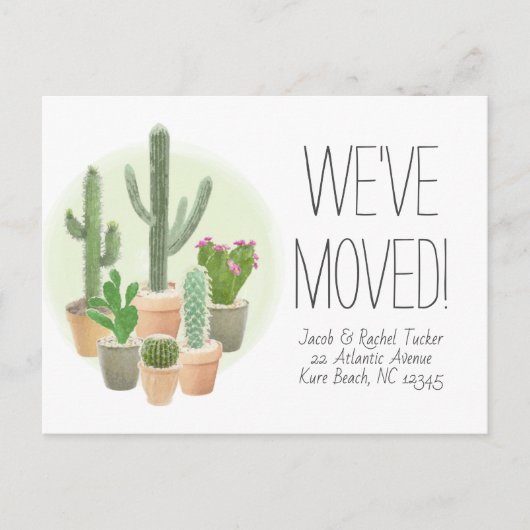Cactus Succulents New Home Moving Announcement Briefkaart (Voorkant)