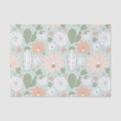 Cactus Succulents Peach Green Floral Tissuepapier (Voorkant)