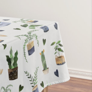 Cactus Succulents & Potted Plant Boho Pattern Tafelkleed