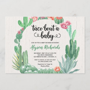 Cactus succulents, Taco over een baby shower meisj Kaart