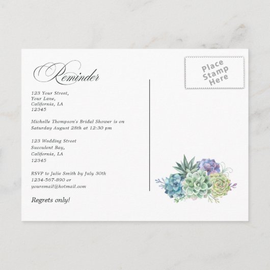 Cactus Succulents Vrijgezellenfeest Reminder Rsvp  Briefkaart (Achterkant)