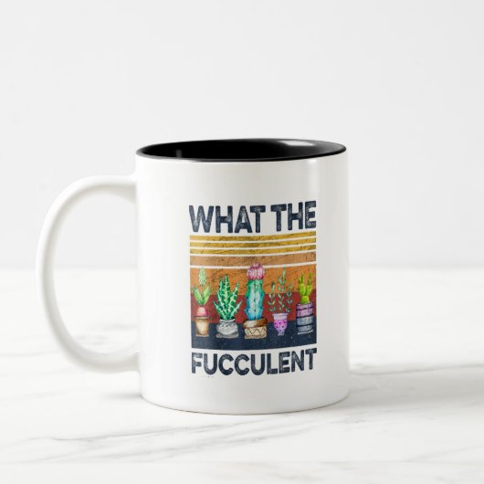Cactus Succulents What the Fucculent Gardening Tweekleurige Koffiemok (Links)