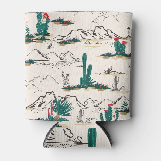 Cactus Succulents:  woestijnbloemen. Blikjeskoeler (Voorkant)