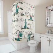 Cactus Succulents: woestijnbloemen. Douchegordijn (In situ)