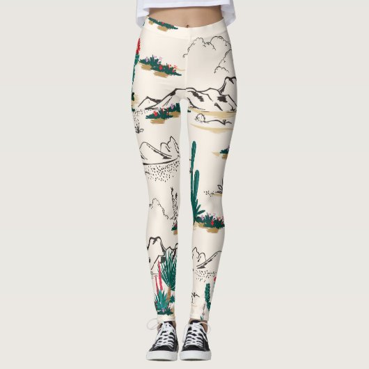 Cactus Succulents: woestijnbloemen. Leggings (Voorkant)