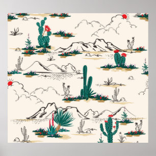 Cactus Succulents: woestijnbloemen. Poster