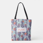 Cactus Sun Botanical Desert Floral gepersonaliseer Tote Bag (Achterkant)