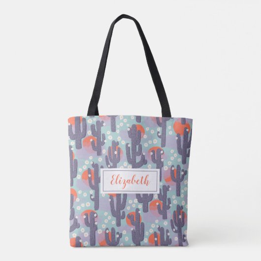 Cactus Sun Botanical Desert Floral gepersonaliseer Tote Bag (Achterkant)