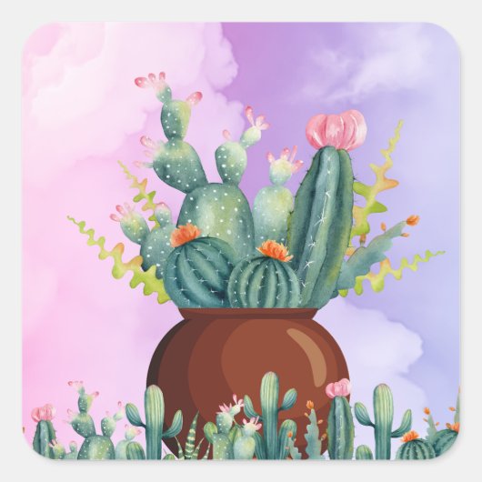 Cactus Sunrise Sticker (Voorkant)