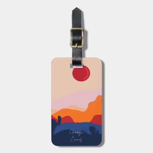 Cactus sunset design gepersonaliseerd bagagelabel (Voorkant verticaal)