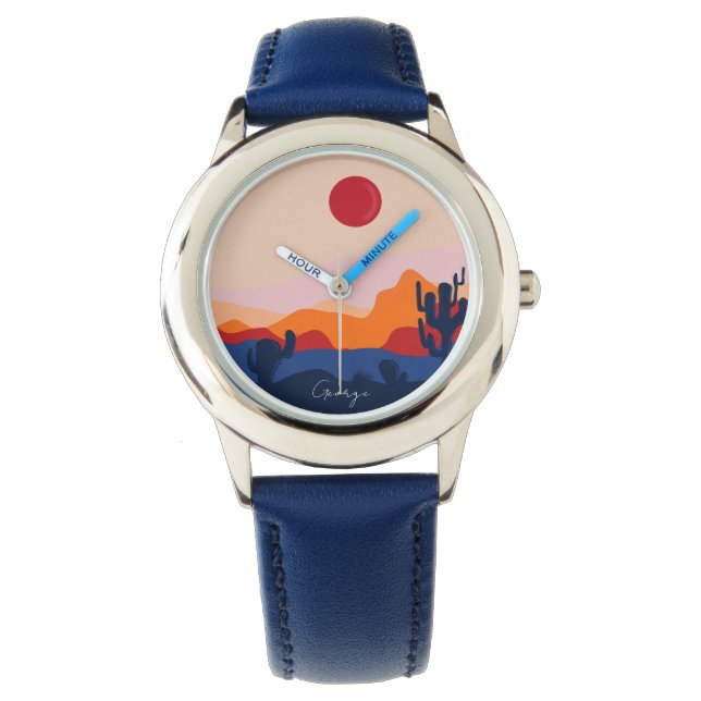 Cactus sunset design gepersonaliseerde kinder watc horloge (Voorkant)