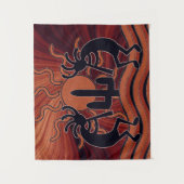 Cactus Sunset Woestijn Kokopelli Zuidwest Design Wandkleed (Voorkant)