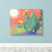 Cactus Sunset Wrapped Canvas Afdruk (Insitu (Houten vloer))